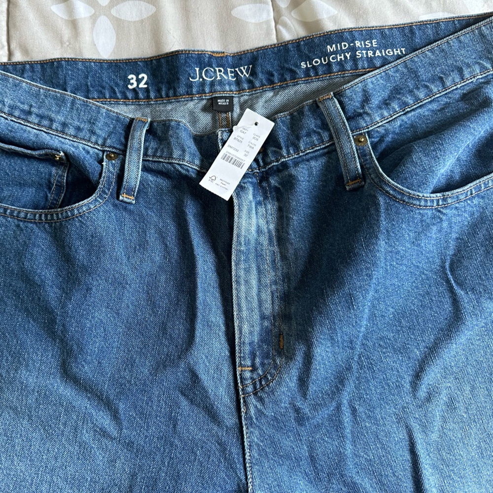 JCrew midrise slouchy straight jeans size 32